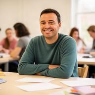 Alio Callegari smiling at a community workshop table in Maltby