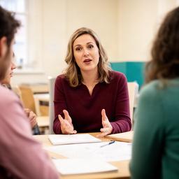 Davan Przyzycka speaking with founders at a South Yorkshire community workshop